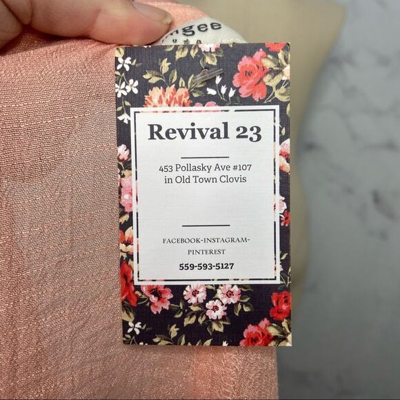 NWT Umgee Roll Tab Sleeve Tunic Top Peach Oversized Gauzey Flowy Beach Size L - Picture 5 of 7